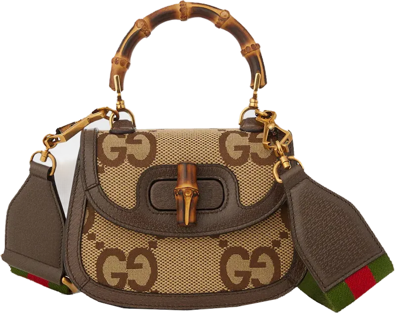 Gucci Mini Jumbo GG Bag with Bamboo Camel/Ebony